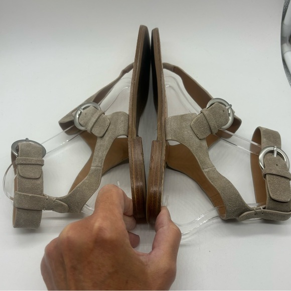 SIGERSON MORRISON Caitlyn Suede Buckle Ankle Strap Sandals Taupe Sz US 7 EU 37.5 - Picture 6 of 10